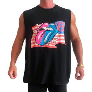Rolling Stones band tee cut off shirt
